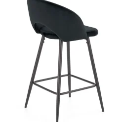 Sgabello alto moderno da bar in velluto nero Fober