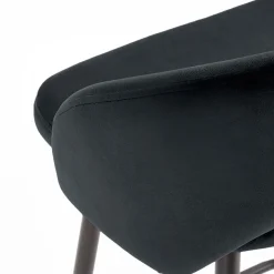 Sgabello alto moderno da bar in velluto nero Fober
