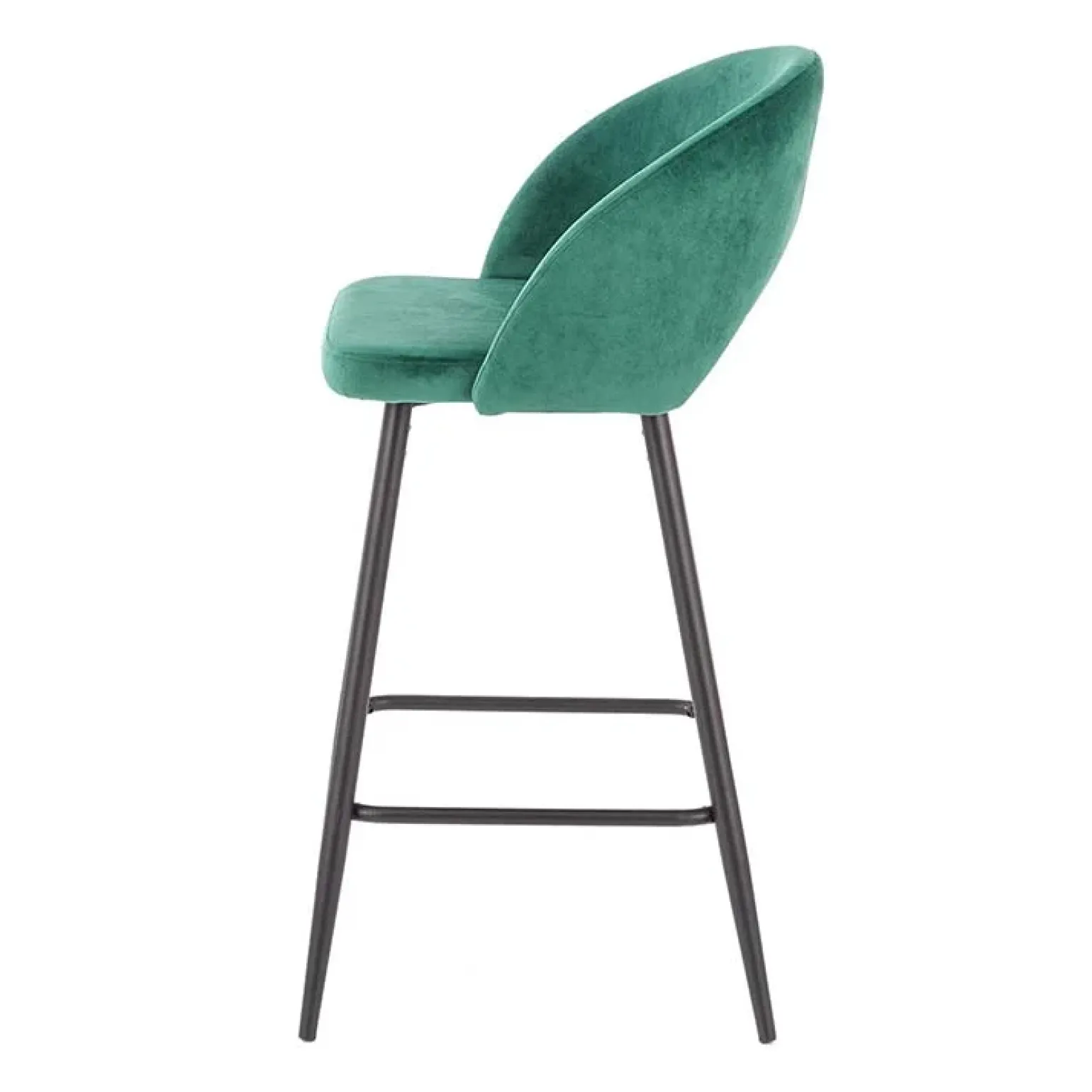 Sgabello alto moderno da bar in velluto verde nero Fober