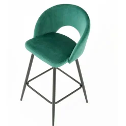 Sgabello alto moderno da bar in velluto verde nero Fober