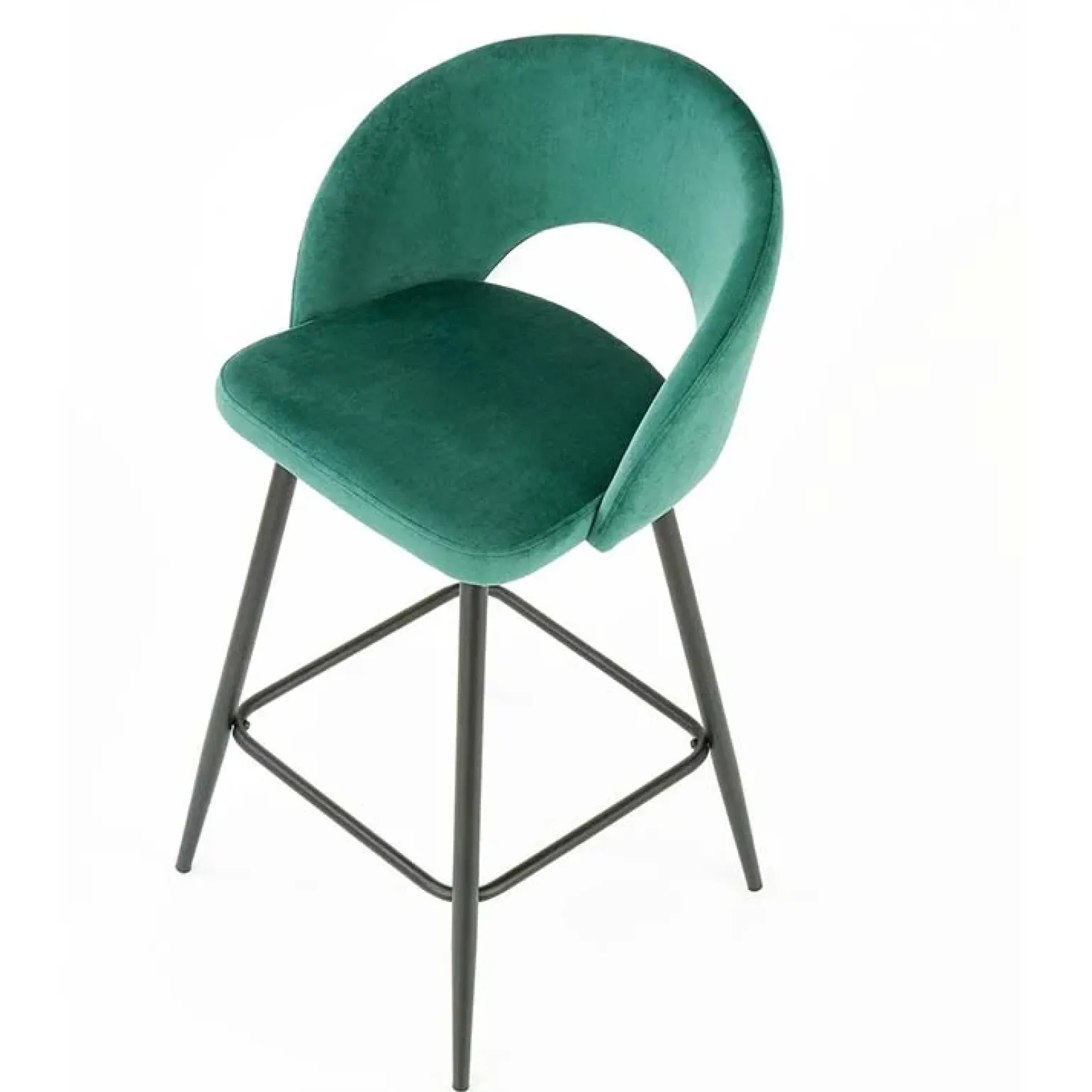 Sgabello alto moderno da bar in velluto verde nero Fober