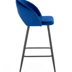 Sgabello alto moderno da bar in velluto blu nero Fober
