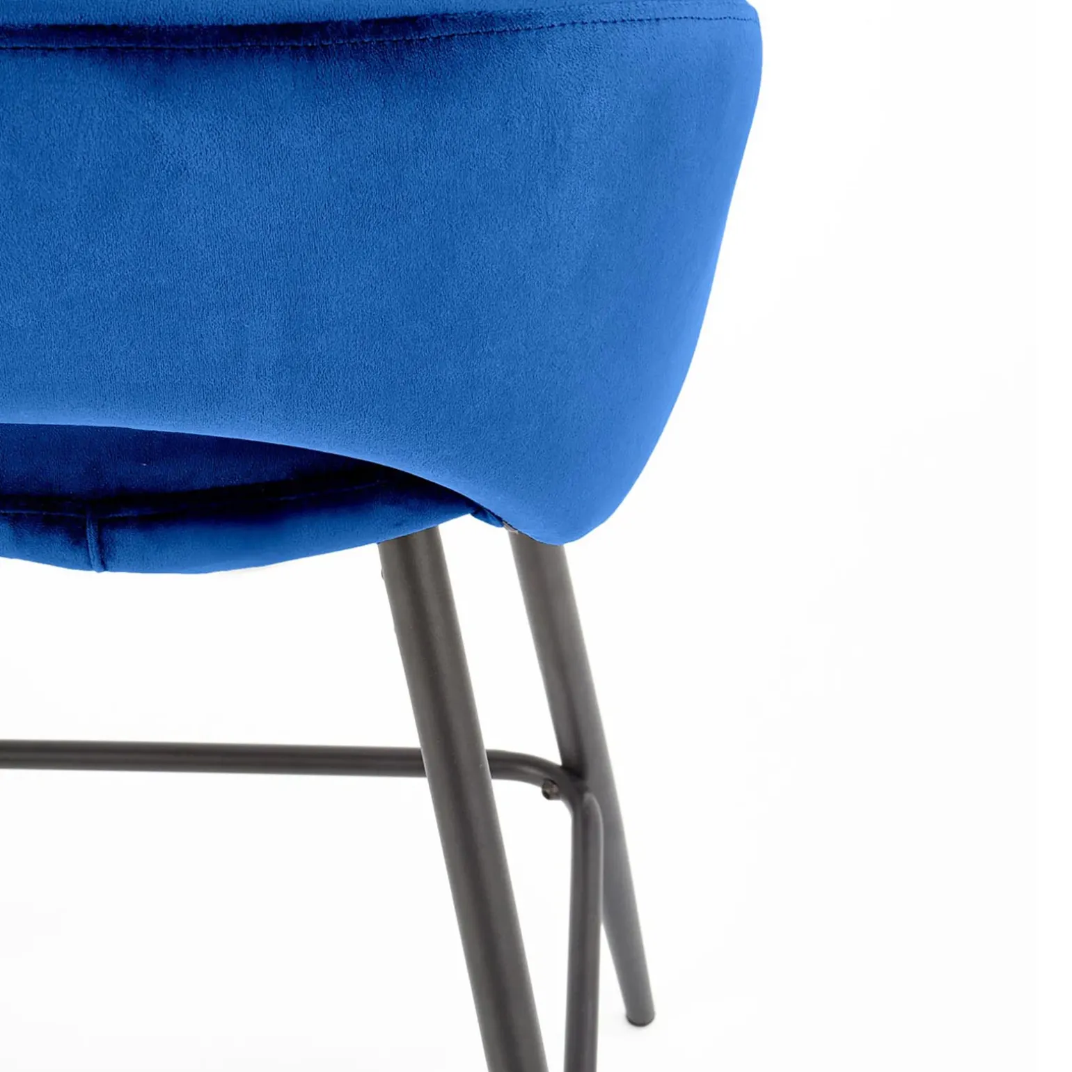 Sgabello alto moderno da bar in velluto blu nero Fober