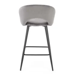 Sgabello alto moderno da bar in velluto grigio nero Fober