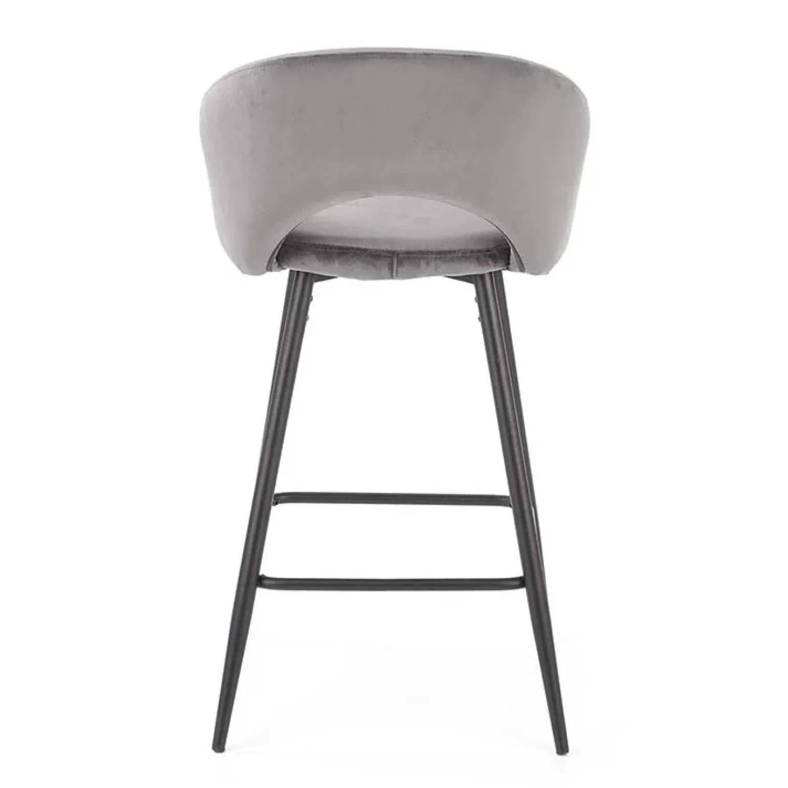 Sgabello alto moderno da bar in velluto grigio nero Fober
