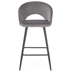 Sgabello alto moderno da bar in velluto grigio nero Fober