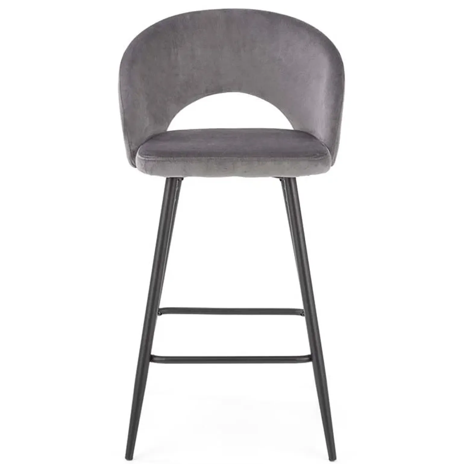 Sgabello alto moderno da bar in velluto grigio nero Fober