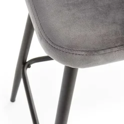 Sgabello alto moderno da bar in velluto grigio nero Fober