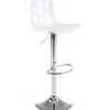 Sgabello alto regolabile design moderno bianco acciaio cromato Oliver