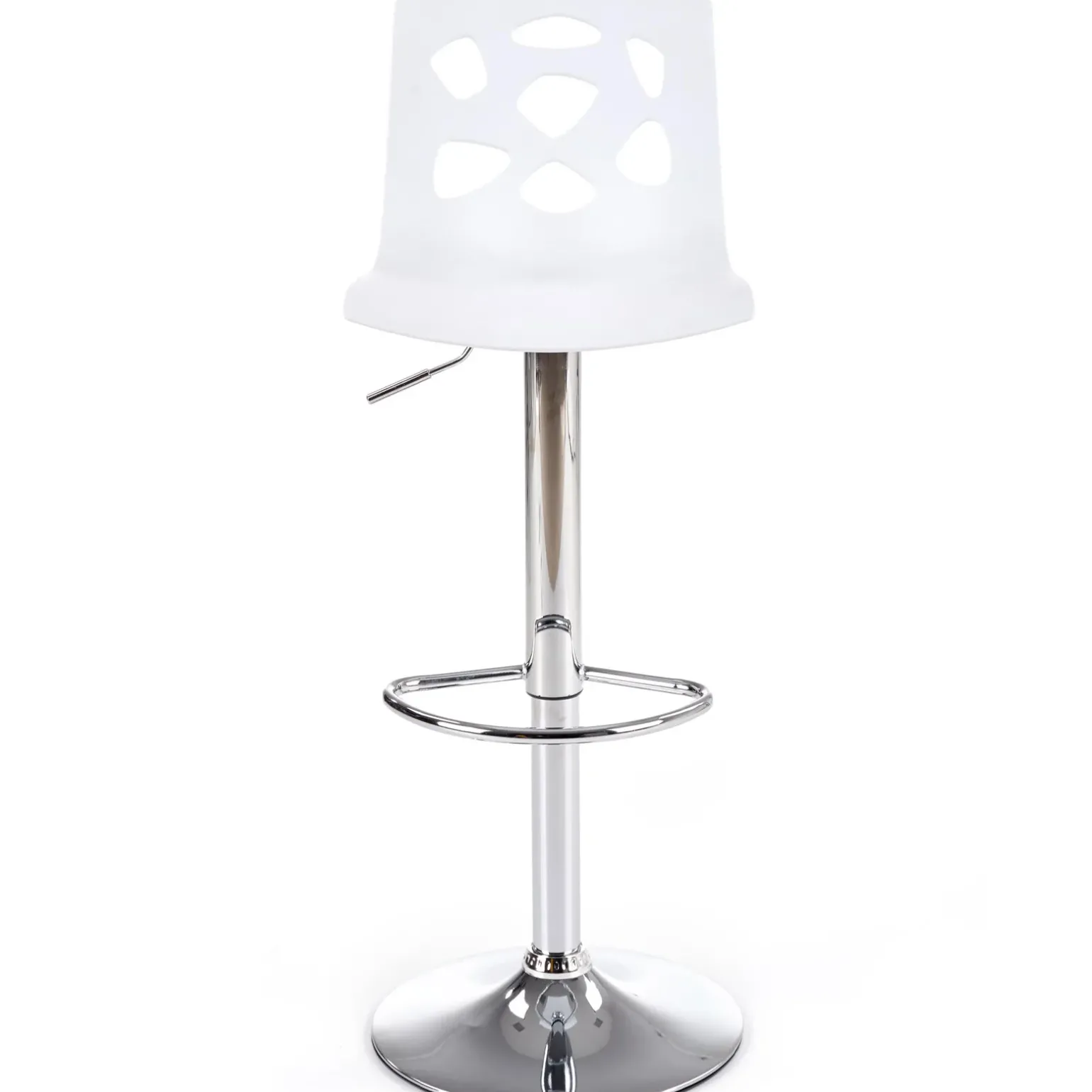 Sgabello alto regolabile design moderno bianco acciaio cromato Oliver