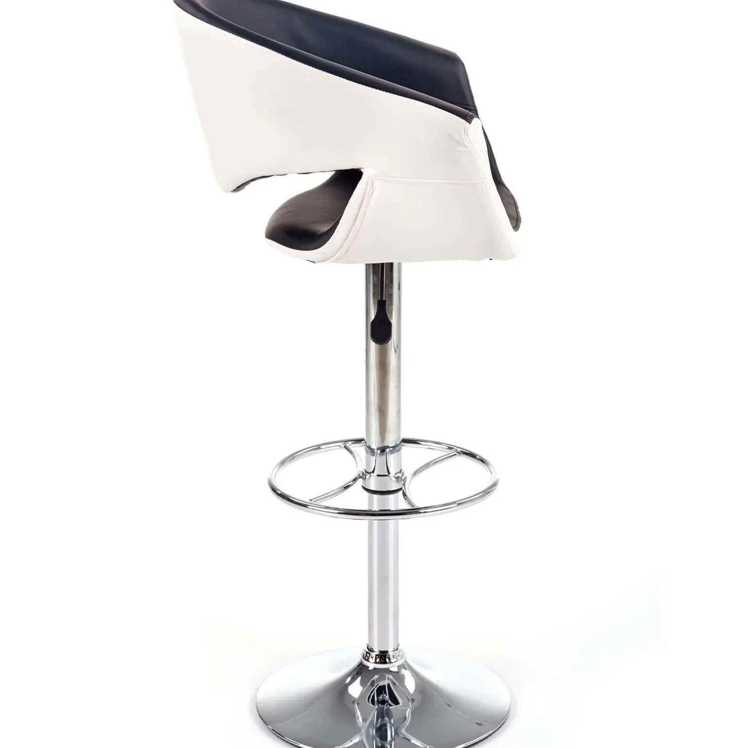 Sgabello alto regolabile moderno in ecopelle nero bianco Daisy