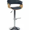 Sgabello alto regolabile in ecopelle nero rovere Lucy