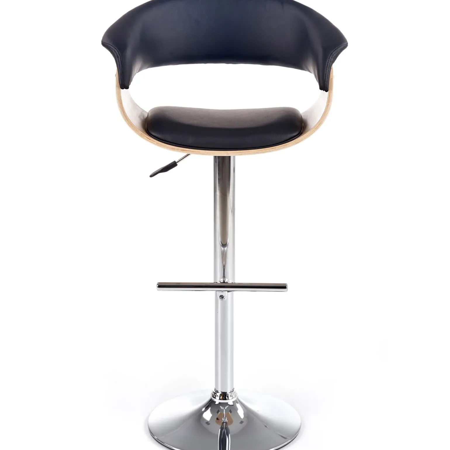 Sgabello alto regolabile in ecopelle nero rovere Lucy