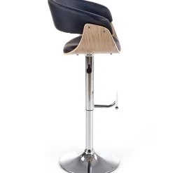 Sgabello alto regolabile in ecopelle nero rovere Lucy