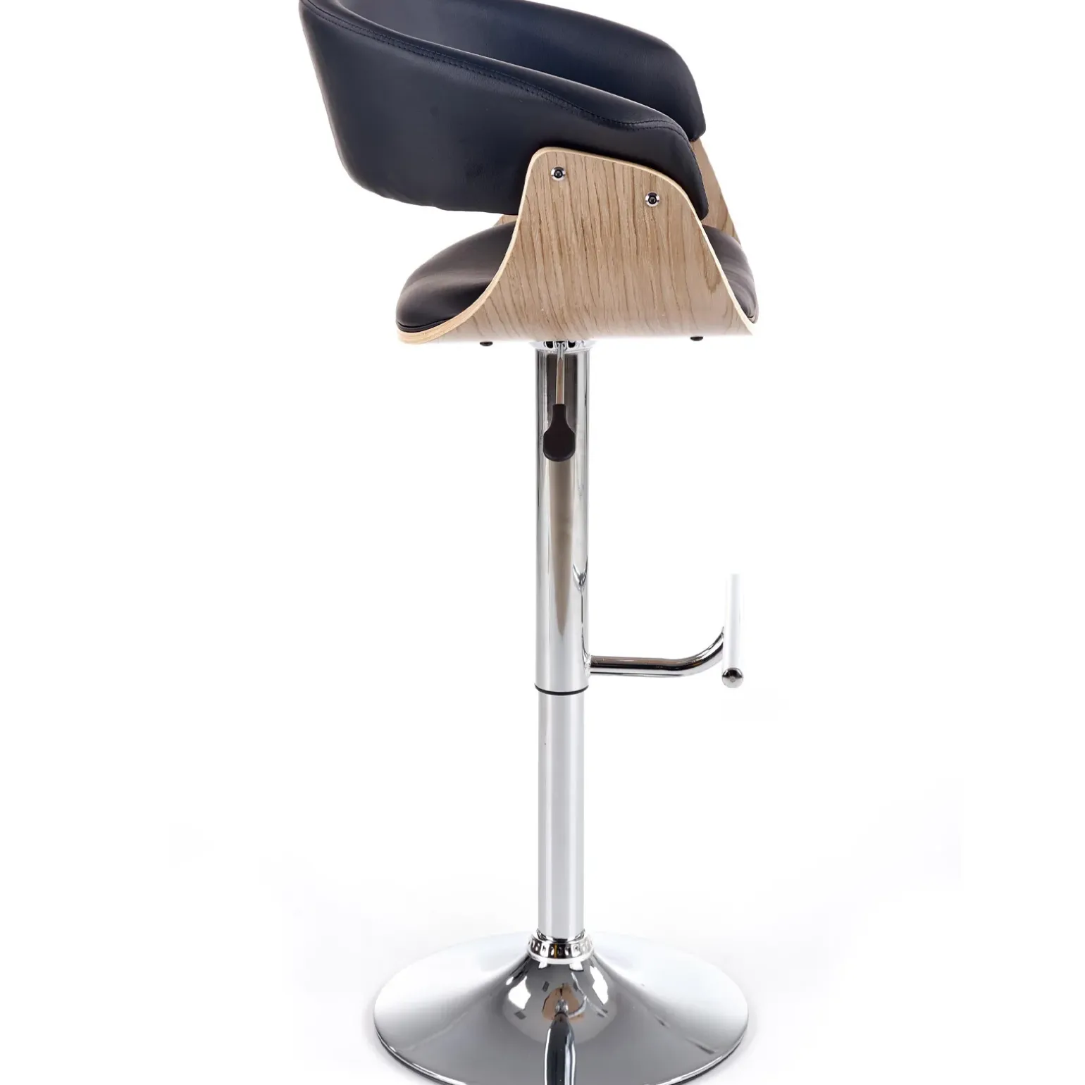 Sgabello alto regolabile in ecopelle nero rovere Lucy