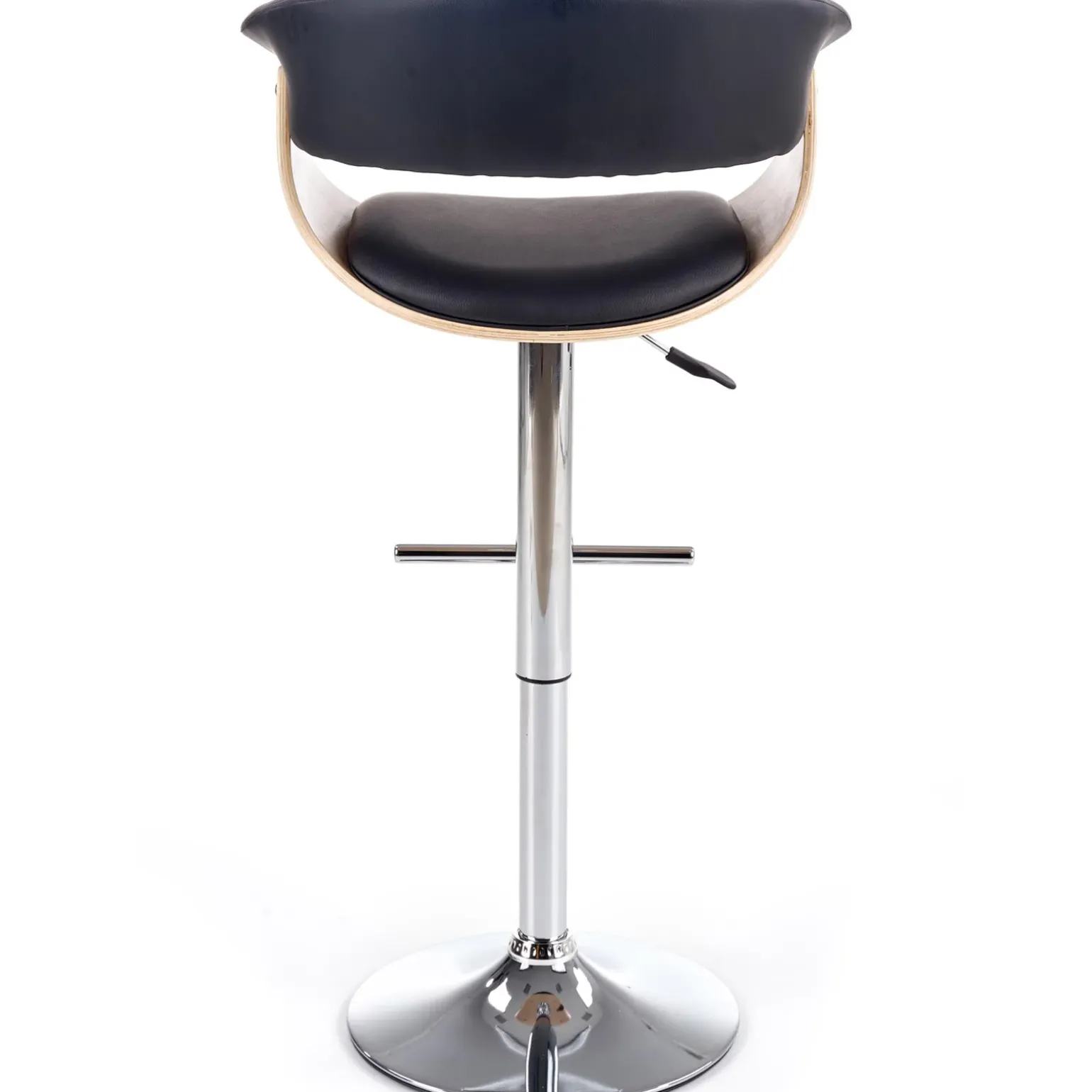 Sgabello alto regolabile in ecopelle nero rovere Lucy