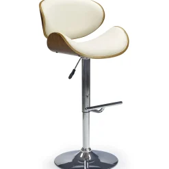 Sgabello alto regolabile in ecopelle rovere bianco panna Maggie