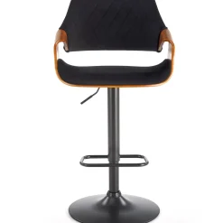 Sgabello alto regolabile in velluto nero rovere Wiston