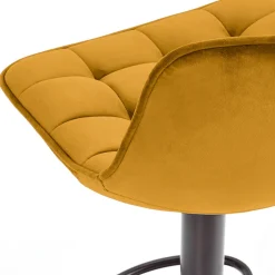 Sgabello imbottito regolabile in velluto giallo senape nero Fost