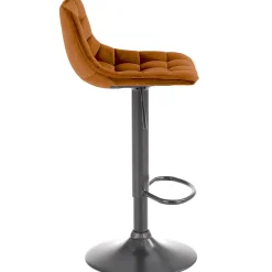 Sgabello imbottito regolabile in velluto arancio terracotta nero Fost