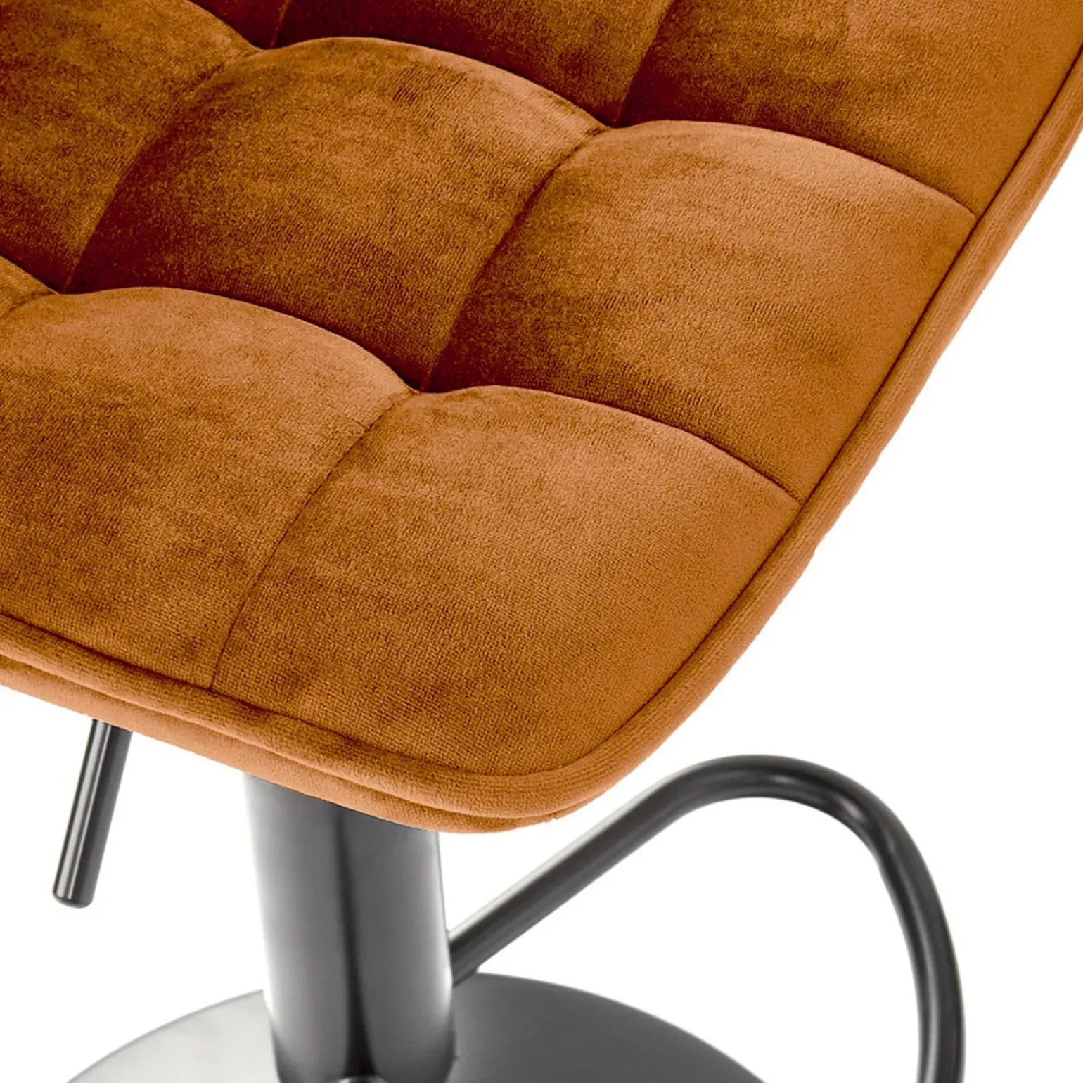 Sgabello imbottito regolabile in velluto arancio terracotta nero Fost
