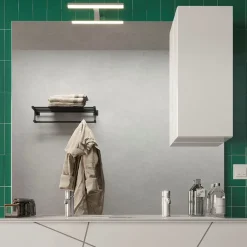 Specchiera bagno con led e pensile 120x110cm bianco lucido Minister