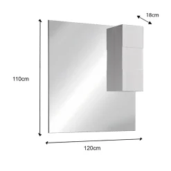 Specchiera bagno con led e pensile 120x110cm bianco lucido Minister