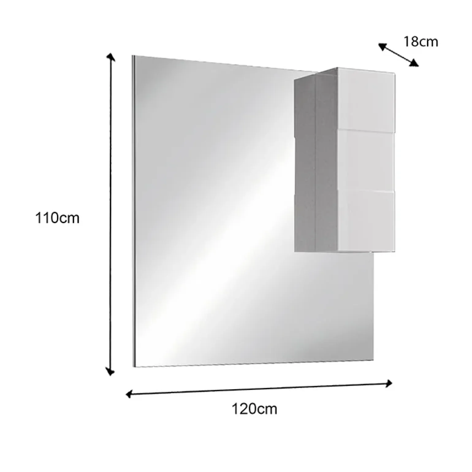 Specchiera bagno con led e pensile 120x110cm bianco lucido Minister