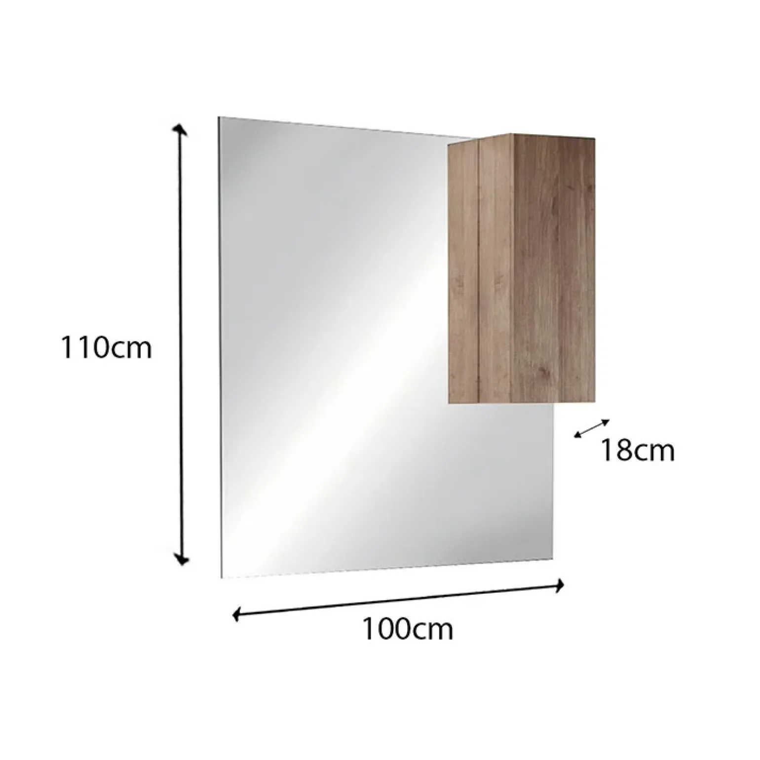 Specchiera 100x110cm bagno con led e pensile rovere Alvarez