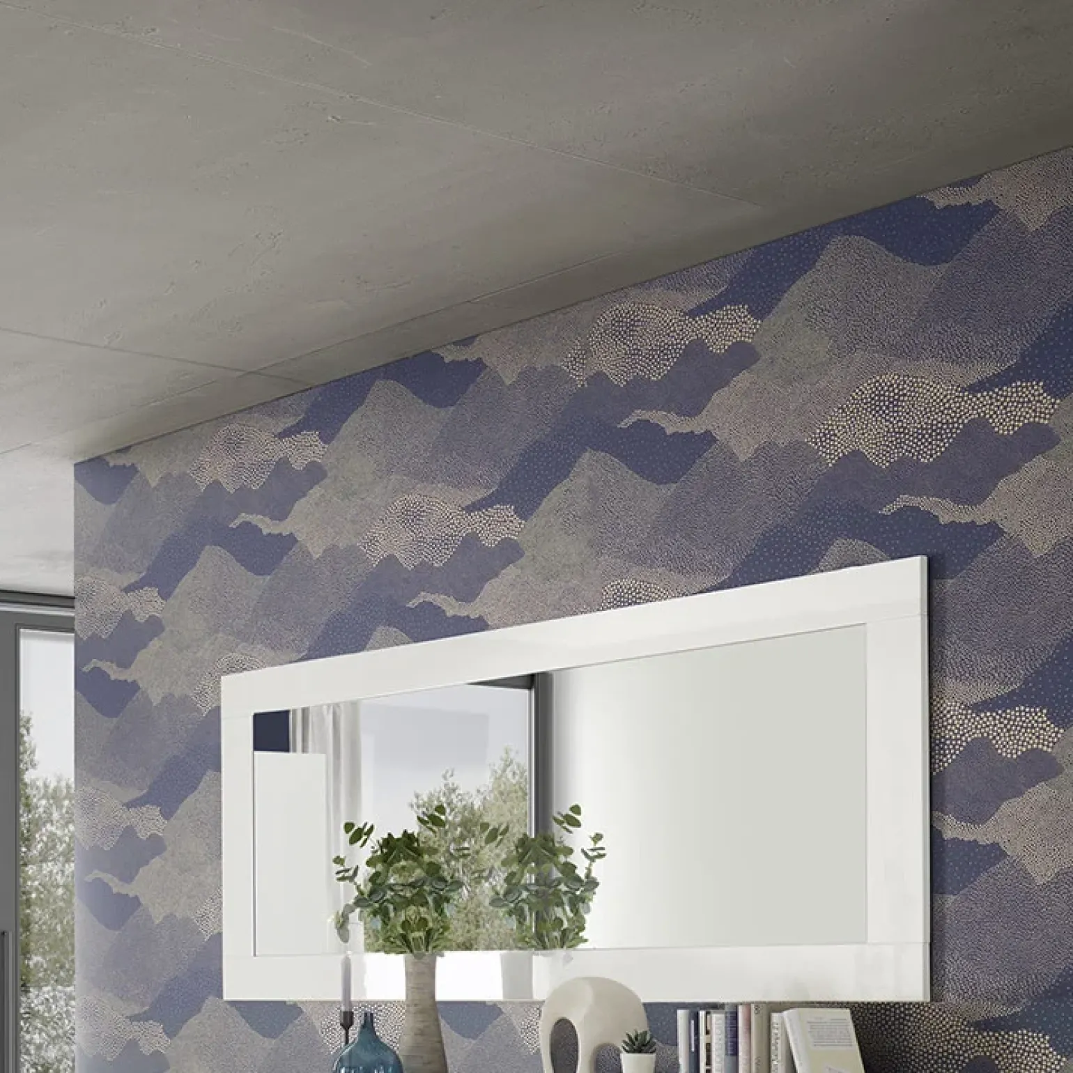 Specchiera 170x75cm bianco laccato lucido Alvarez