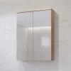 Specchio bagno sospeso 61x84h cm 2 ante contenitore rovere Crystal