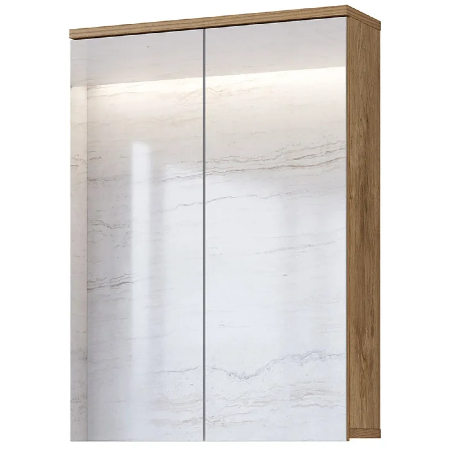 Specchio bagno sospeso 61x84h cm 2 ante contenitore rovere Crystal