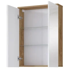 Specchio bagno sospeso 61x84h cm 2 ante contenitore rovere Crystal