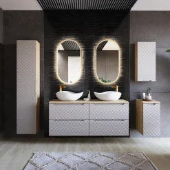 Specchio da parete con led 50x90cm dorato Glossy 2