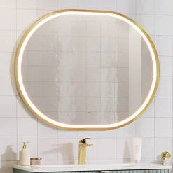 Specchio da parete con led 70x90cm dorato Glossy 3