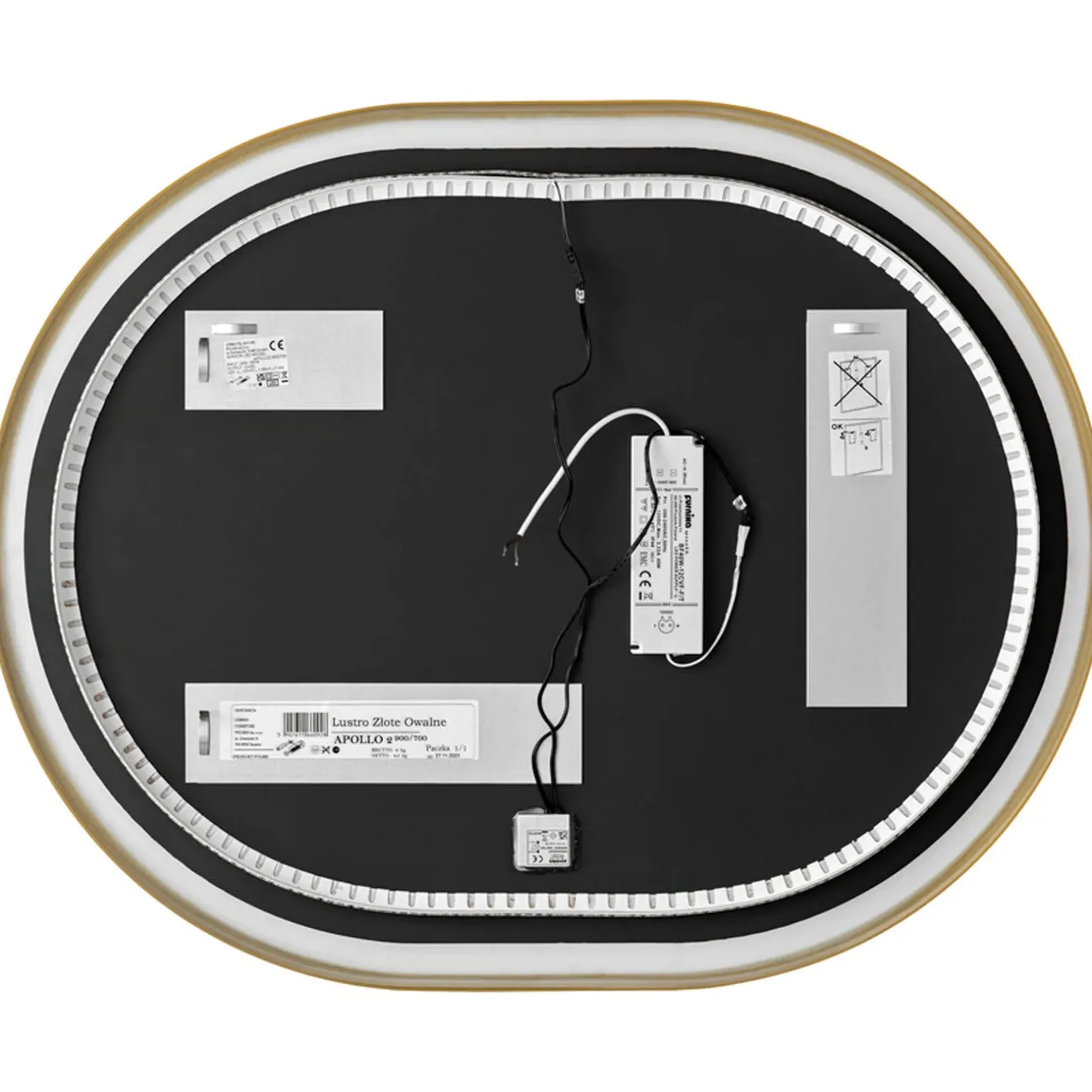 Specchio da parete con led 70x90cm dorato Glossy 3