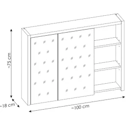 Specchio mobile contenitore 100x75cm 2 ante rovere antracite Veny