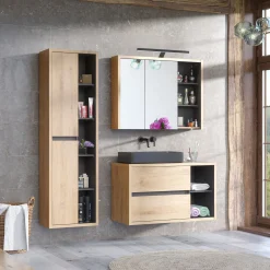 Specchio mobile contenitore 100x75cm 2 ante rovere antracite Veny