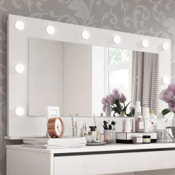 Specchio 120x67cm da parete per scrivania bianco opaco Eliana