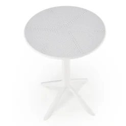 Tavolino da giardino rotondo polipropilene 60cm bianco Ondina