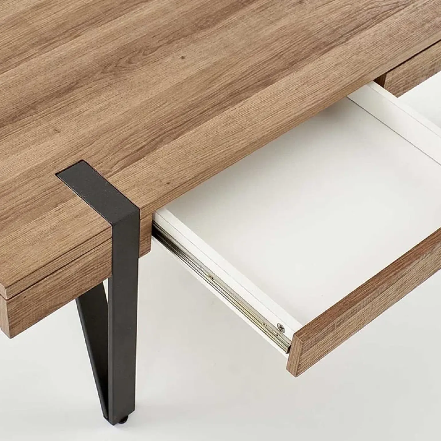 Tavolino da salotto con cassetti 120x55cm noce acciaio nero Yonok