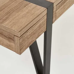 Tavolino da salotto con cassetti 120x55cm noce acciaio nero Yonok