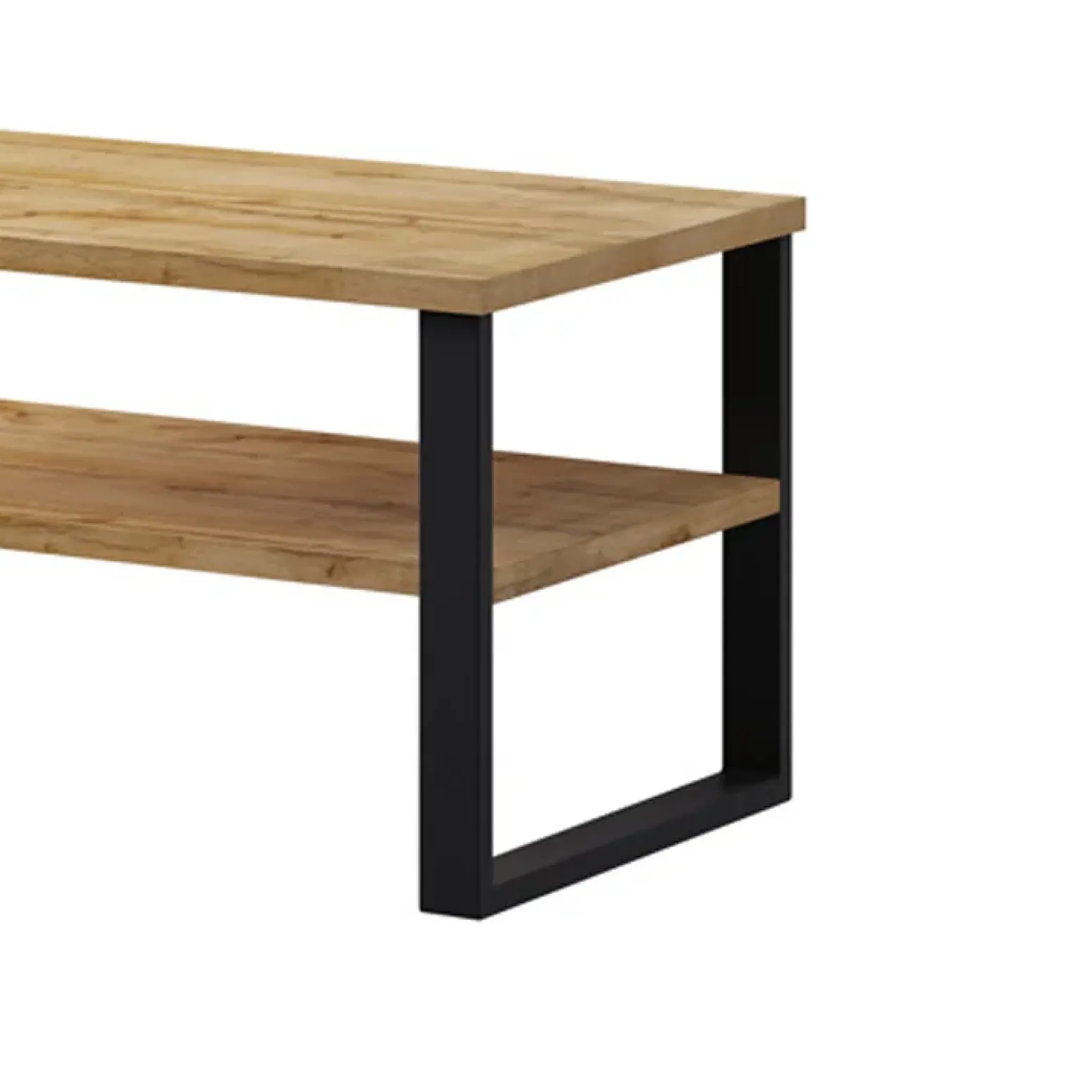 Tavolino da salotto con ripiano 110x60cm quercia metallo nero Petra