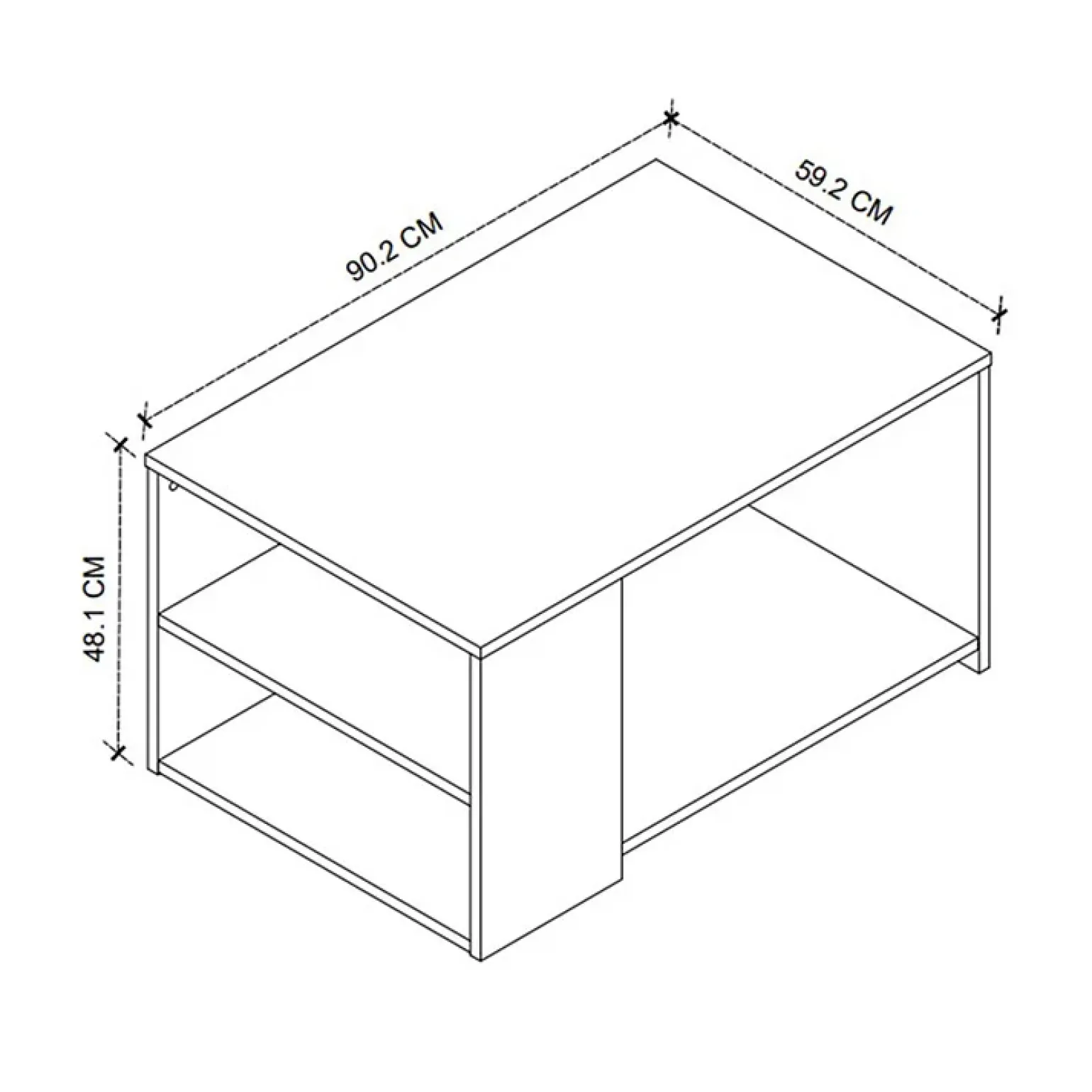 Tavolino da salotto con ripiani 90x48cm antracite rovere Luzon