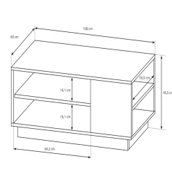 Tavolino da salotto con ripiano 100x60cm bianco opaco quercia James