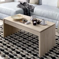 Tavolino da salotto contenitore 102x50cm elevabile moderno rovere Paris