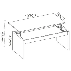Tavolino da salotto contenitore 102x50cm elevabile moderno rovere Paris