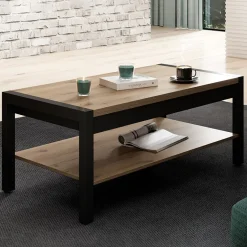 Tavolino da salotto design 120x48cm quercia nero opaco Neive