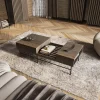 Tavolino da salotto doppio cassetti 134x40cm wengè Blackwood