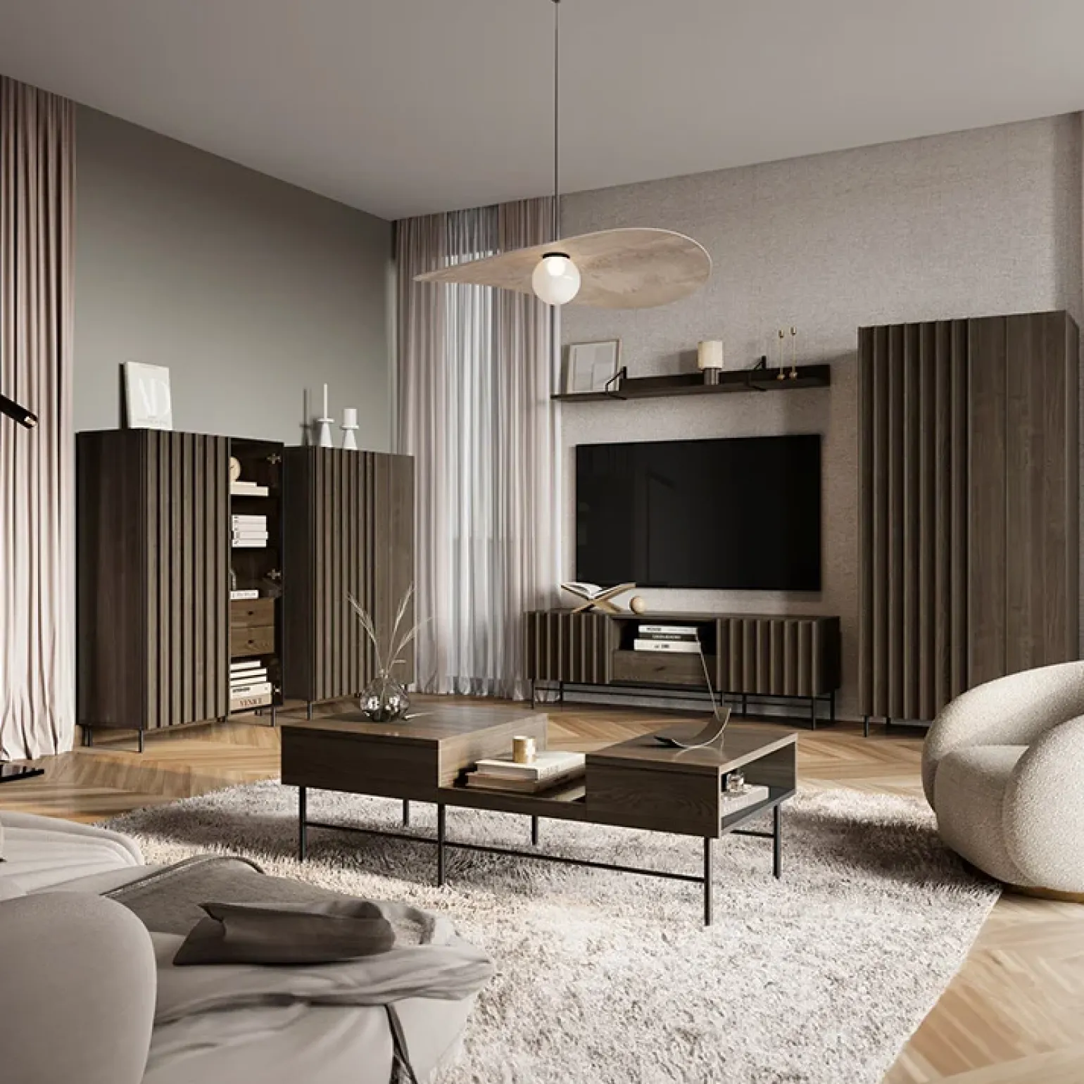 Tavolino da salotto doppio cassetti 134x40cm wengè Blackwood